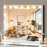VANITII GLOBAL vanity Hollywood mirror front view with lit bulbs for precise makeup application.