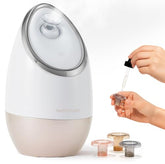 Vanity Planet Aira ionic facial steamer beige front view ready for at-home cleansing and hydration
