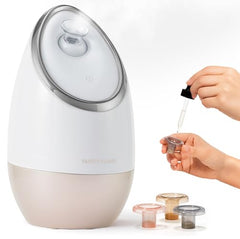 Vanity Planet Aira ionic facial steamer beige front view ready for at-home cleansing and hydration