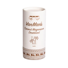 VanMan Magnesium and Vanilla Deodorant Stick product hero, aluminum-free odor protection with vanilla scent