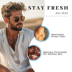 Vanman’s deodorant application image highlights smooth glide with residue-free wear.