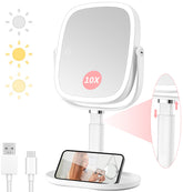 Vanmirr lighted makeup mirror 1x view for broad makeup tasks.