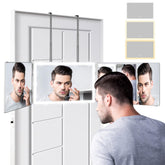 Vanmirr rechargeable 3-way mirror front view with four soft LEDs for precise grooming.