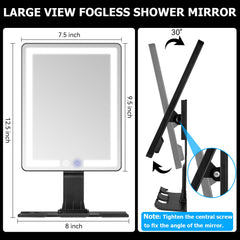 Vanmirr heated shower mirror with three color lights for precise grooming