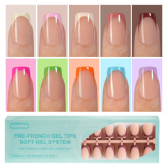Vansiho French Gel Nail Tips packaging flatlay; quick, mess-free DIY nails.