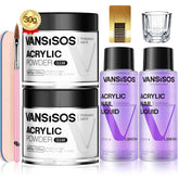 VANSISOS acrylic nail kit with clear powder for smooth beginner manicures.