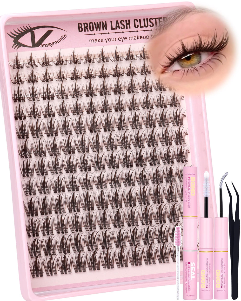 VANSSYMUNLIN brown manga lash clusters kit blends naturally for everyday anime looks.