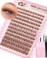 Vanssymunlin brown wispy lash clusters kit 10-16mm for natural fullness at home.