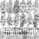 VANTATY 63-sheets flower tattoos offer vibrant floral designs for temporary body art.