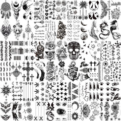 VANTATY 66-sheets 3D small black tattoos on face, neck, and arms offer realistic, non-permanent style.