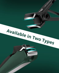 VANWIN toenail clipper close-up blade highlights ultra sharp curved wide jaw for thick nails.