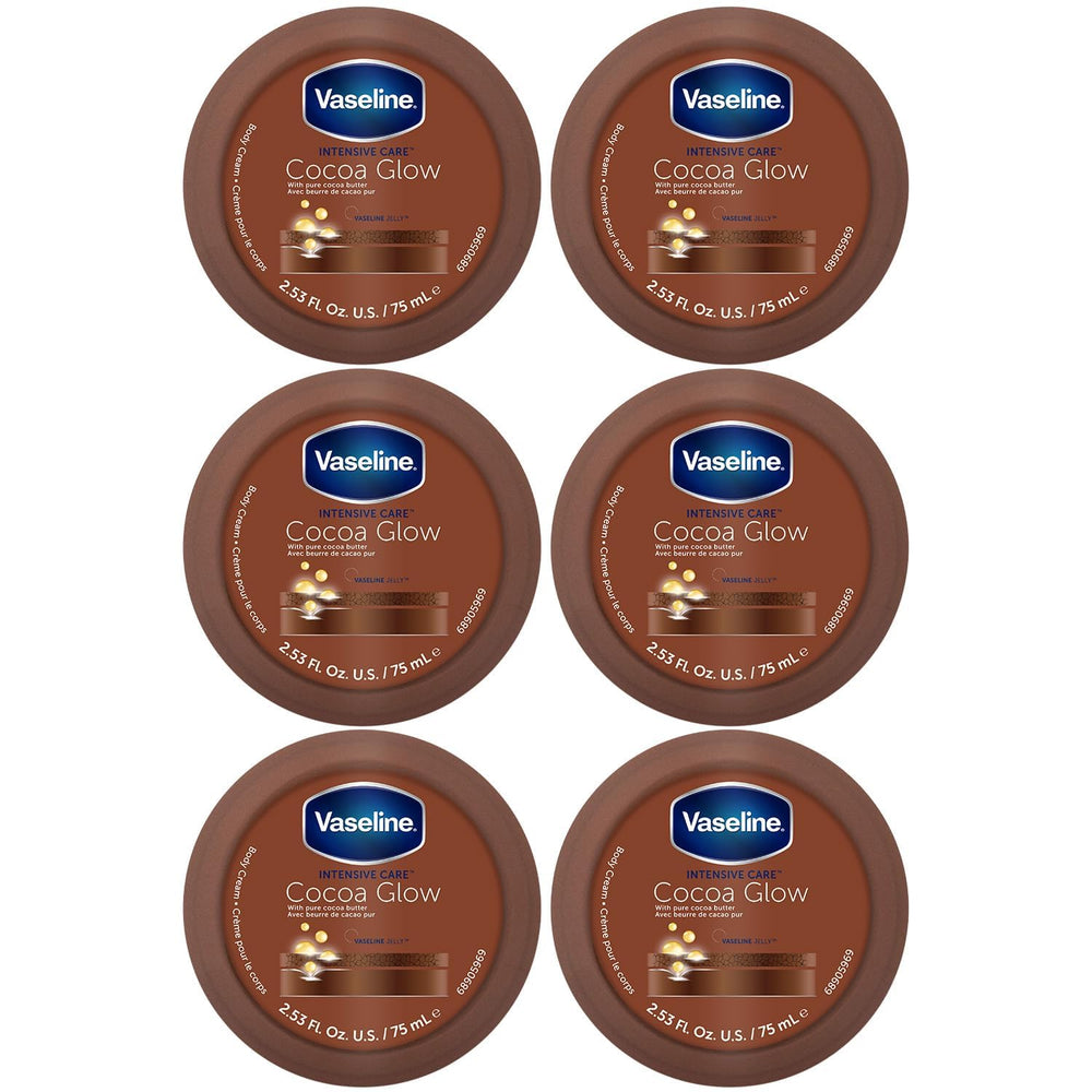 Vaseline Cocoa Glow 6-pack front view showing all tubes for everyday hydration