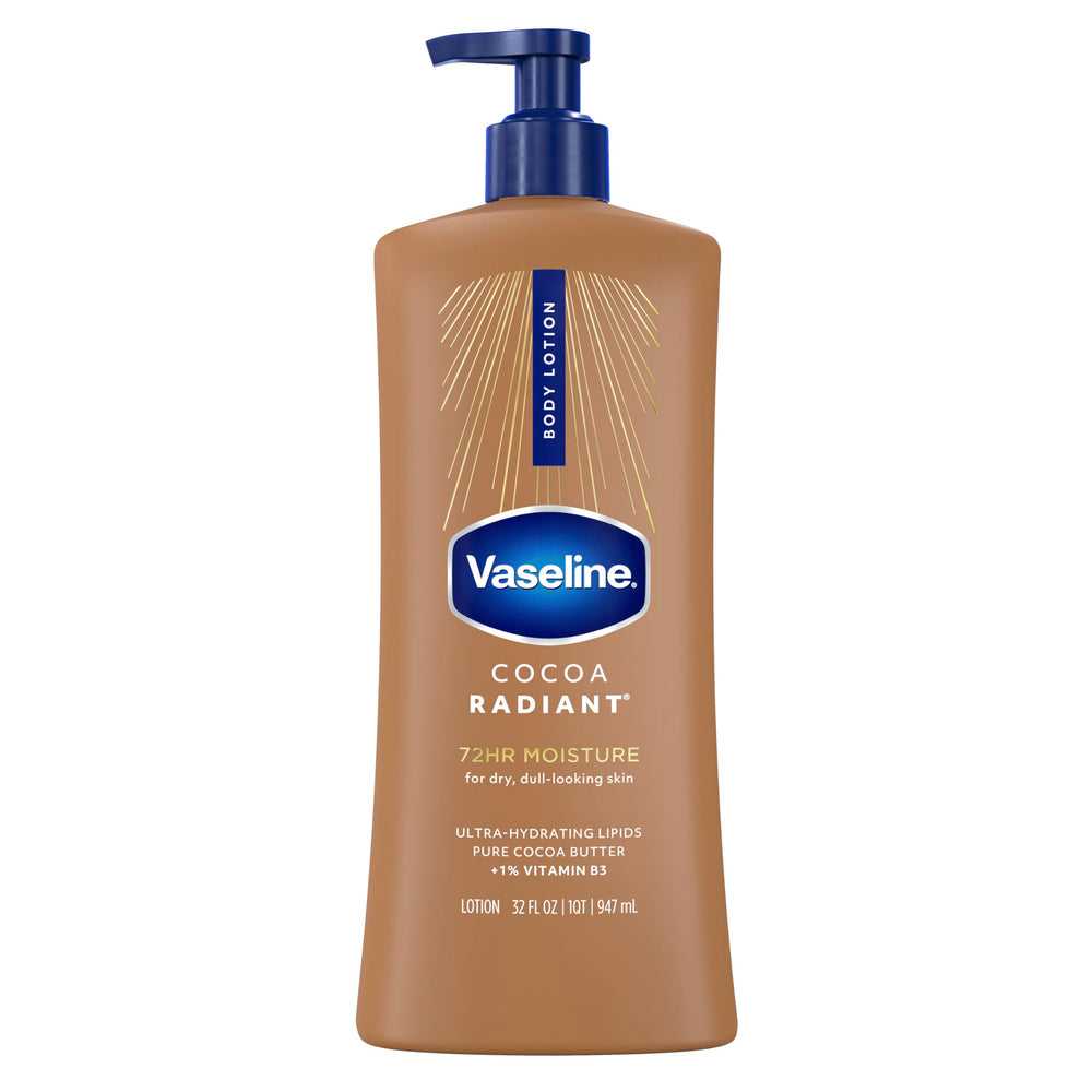 Vaseline front bottle showing product and brand, highlights deep hydration