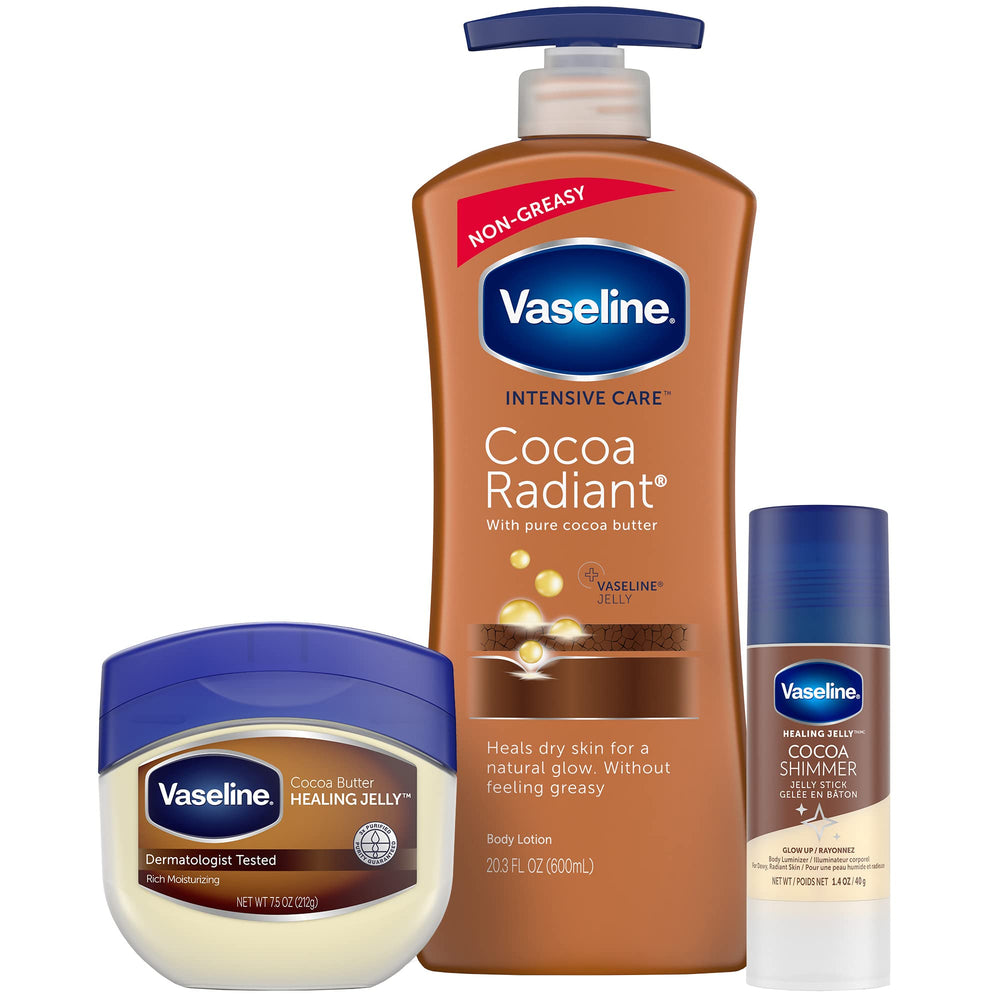 Vaseline Cocoa Radiant Lotion bottle delivering rich moisture for dry skin