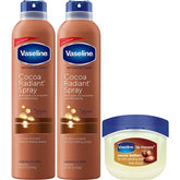 Vaseline Cocoa Radiant Spray Bottle for quick moisture and glow.