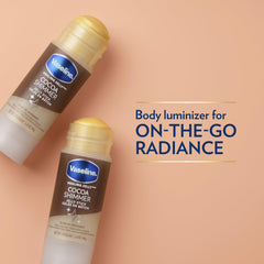 Vaseline Cocoa Shimmer Jelly Stick close-up highlights cocoa butter shimmer