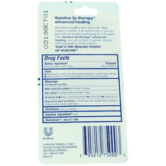Vaseline Lip Therapy Advanced Formula balm-tube closeup shows smooth, on-the-go hydration