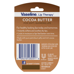 Vaseline Lip Therapy Cocoa Butter fragrance note adds a comforting scent during application.