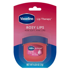 Vaseline Lip Therapy Rosy Lips tinted balm with rose fragrance on lips.