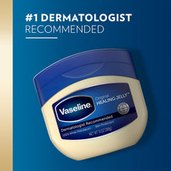 Vaseline Petroleum Jelly applied to lips for moisture and comfort.
