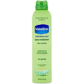 Vaseline Spray & Go Moisturizer Aloe Fresh 3-pack bottle for quick, non-greasy hydration.