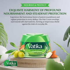 Vatika Naturals hair cream application on hair demonstrates styling and smoothness.