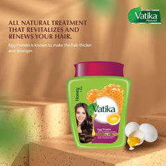 Vatika Naturals hot oil hair mask egg protein jar closeup showing rich formula