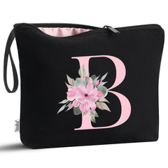 Vavabox A-Z personalized makeup bag in black—front view, a chic travel companion.