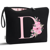 Vavabox AZ personalized makeup bag in black with initials, ideal for gifting and daily cosmetics