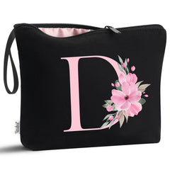 Vavabox AZ personalized makeup bag in black with initials, ideal for gifting and daily cosmetics