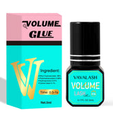 VAVALASH Infinit Volume Plus adhesive bottle highlights fast dry time for lashes