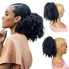 VAVANGA Short Marley drawstring ponytail closeup shows natural texture for easy daily wear
