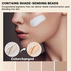 VBEYD color-changing beads close-up demonstrates instant shade transformation on skin.