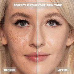 VBEYD liquid foundation application swatch reveals lightweight, matte finish.