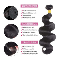 VBOKYD body wave bundles 20-inch with double machine weft for reduced shedding