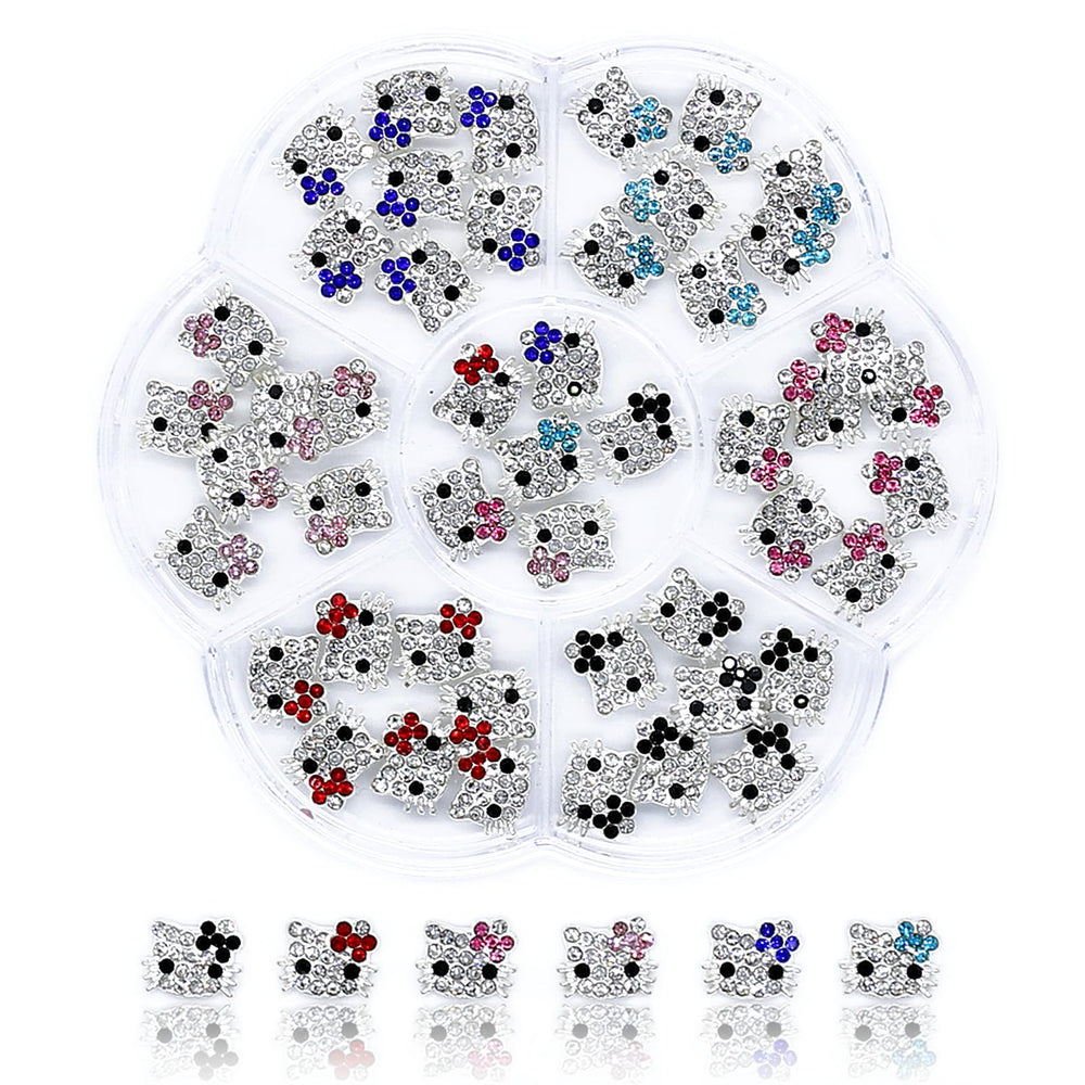 VCEOW kawaii kitty nail charms in six styles for chic nail art ideas.
