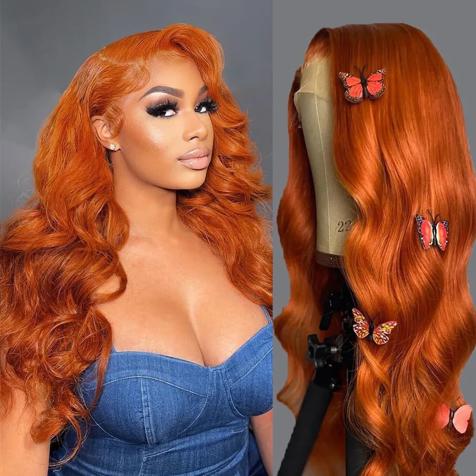 Veally Ginger Orange Wig front view shows natural hairline and baby hairs