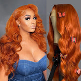 Veally Ginger Orange Wig front view shows natural hairline and baby hairs