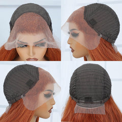 Veally Ginger Orange Wig lace-front detail highlights baby hairs for realism