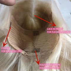 Veally platinum blonde lace-front wig 26-inch length for a sleek straight look