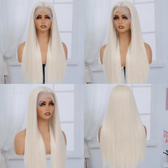 Veally platinum blonde wig heat-resistant synthetic fiber up to 160°C for styling