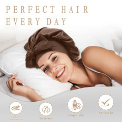VECIIR adjustable tie-band bonnet offers secure, comfortable fit for all-night wear.