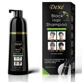 Vedora Instant Black Hair Shampoo bottle with gloves for easy home application