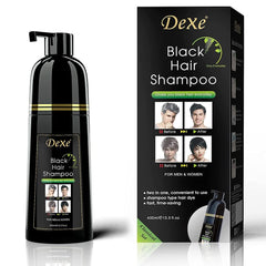 Vedora Instant Black Hair Shampoo bottle with gloves for easy home application