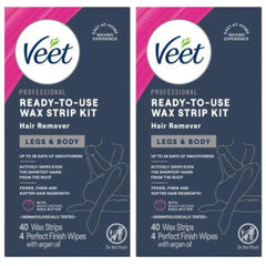 Veet ready-to-use wax strips on leg application for quick, close-to-root hair removal.