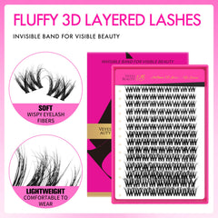 VEYESBEAUTY lash clusters emphasize wispy look with a thin band for comfort.