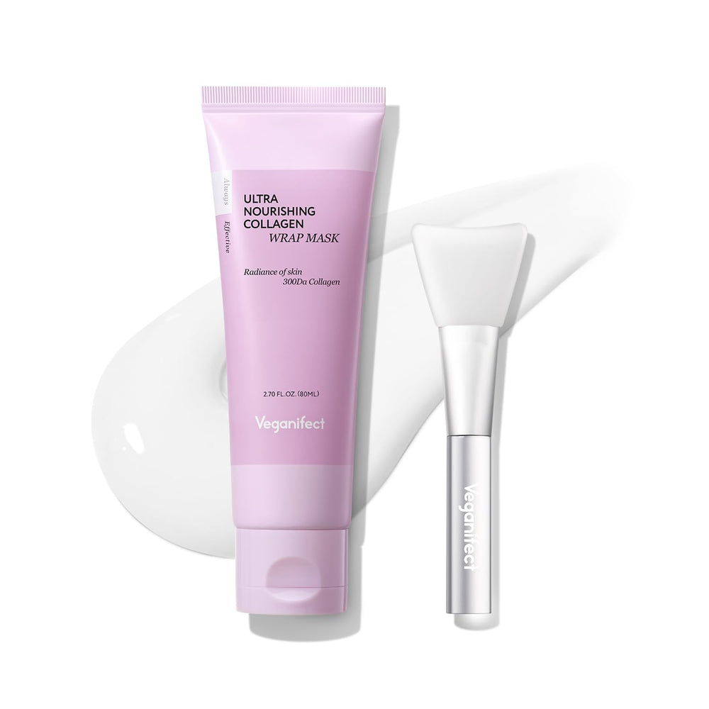 VEGANIFECT collagen overnight mask jar closeup shows creamy hydration in action.