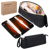 Veirdro travel bag with removable heat-resistant mat protects hot tools during travel