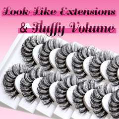 Veleasha fluffy wispy DD Curl lashes pack showing versatile style