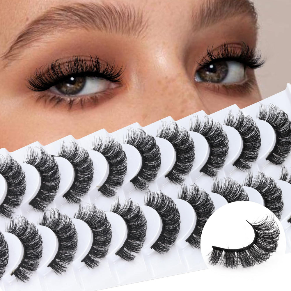 Veleasha Russian strip lashes D-curl on-eye view for fluffy wispy enhancement